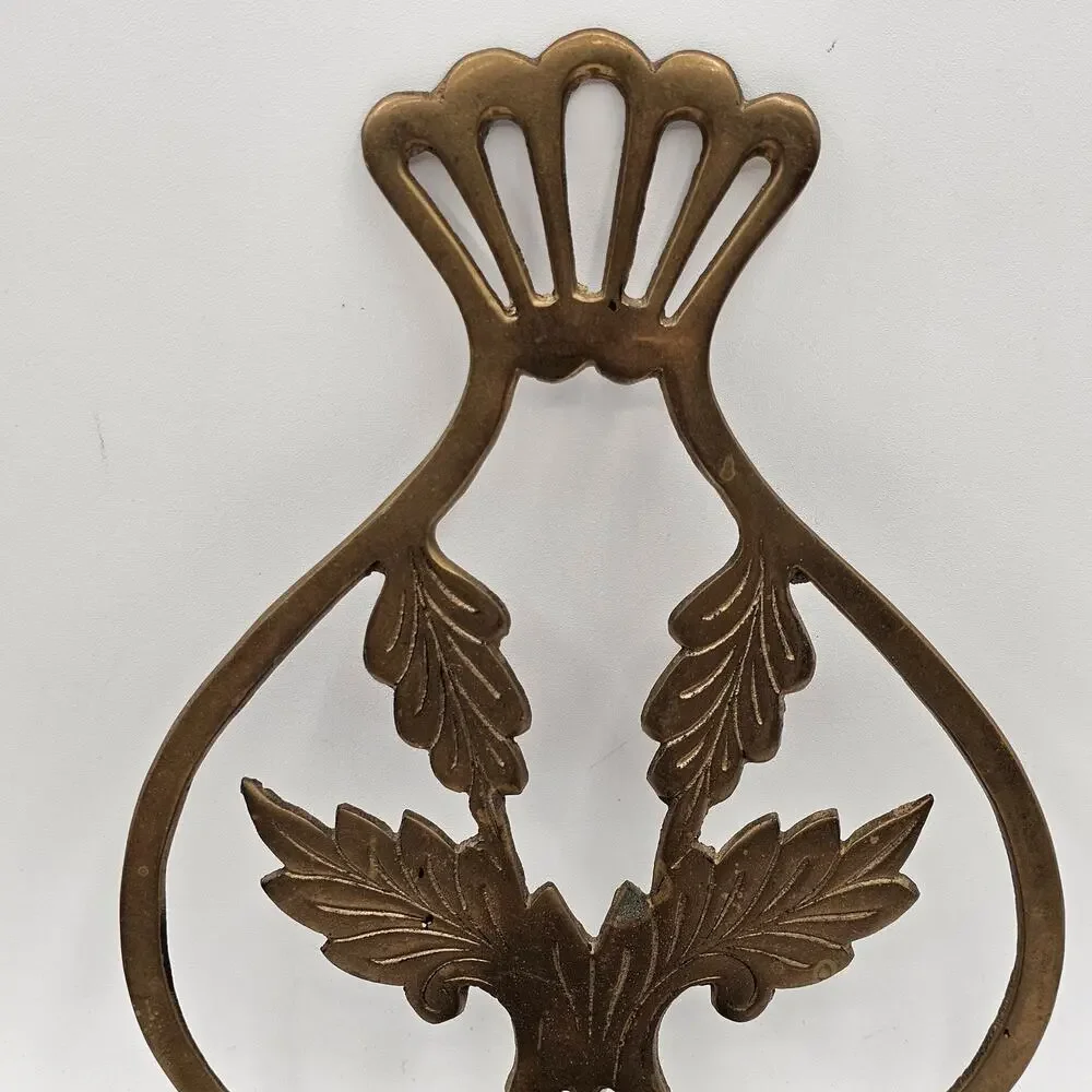 Vintage Solid Brass Wall Sconce Candle Holder Flowing Leaf Etched India